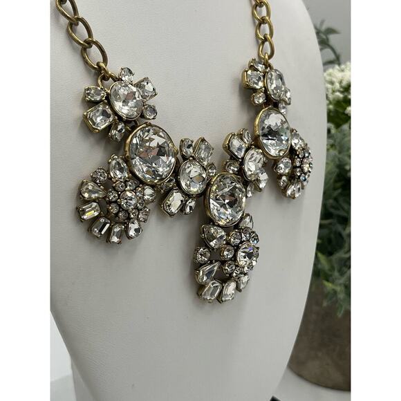 J. Crew Multi Shaped Large Rhinestone Wheels Bling Statement Necklace - Picture 8 of 16